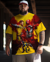 T-shirt à manches courtes Deadpool vs Wolverine pour homme, grande taille